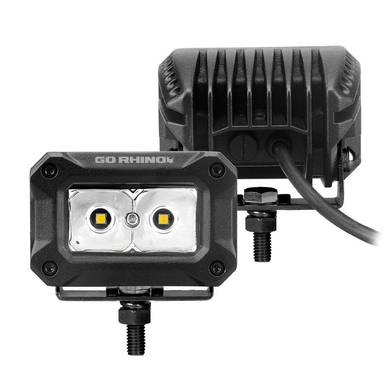 Go Rhino 751003023SBS Xplor Bright Series Rectangle LED Spot Light Kit (Surface/Thread Stud Mnt) 3x2 - Blk (Pair)
