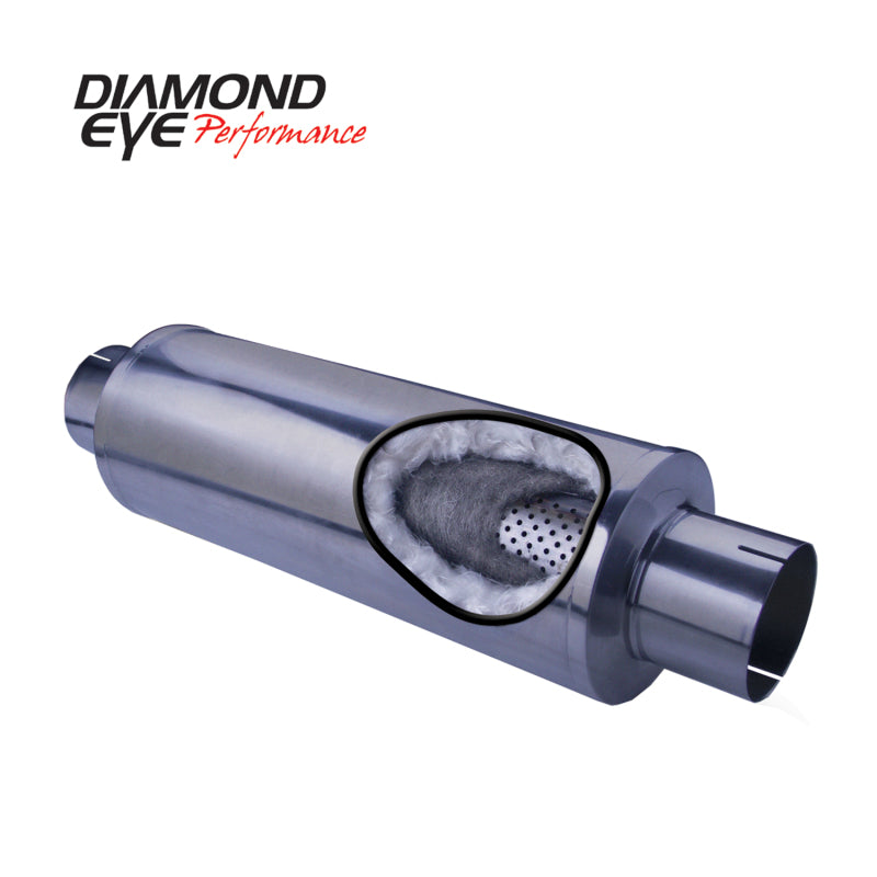 Diamond Eye Performance 460031 Diamond Eye MFLR 4inID SGL IN/SGL OUT 7inDIA X 24in BODY 30in LENGTH PERF SLOTTED ENDS 409 SS