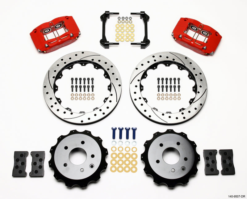 Wilwood 140-9507-DR Dynapro Radial Rear Kit 13.00in Drilled Red Nissan 350Z/Fiti G35