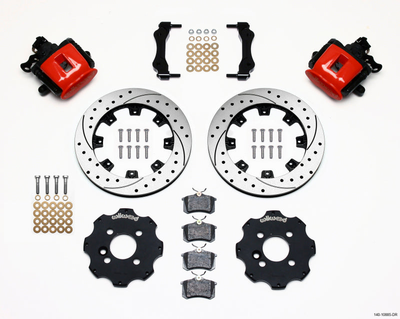 Wilwood 140-10885-DR Combination Parking Brake Rear Kit 11.75in Drilled Red Mini Cooper