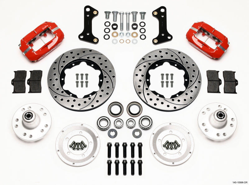 Wilwood 140-10996-DR Forged Dynalite Front Kit 11.00in Drill-Red 67-69 Camaro 64-72 Nova Chevelle