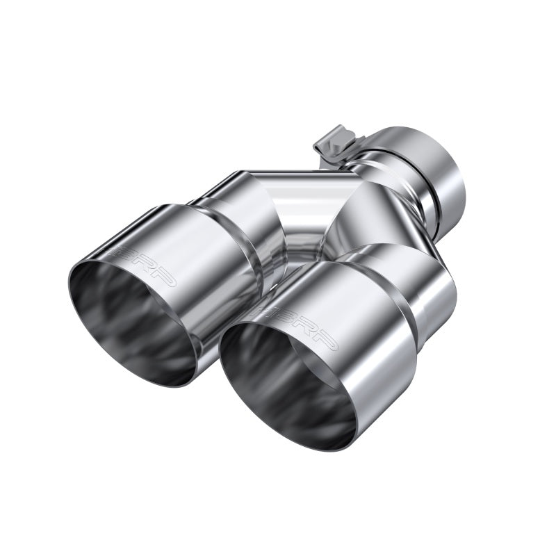 MBRP T5182 3in ID / Dual 4in OD Out Staggered L 9.87in / R 9.37in Single Wall T304 SS Univ Exhaust Tip