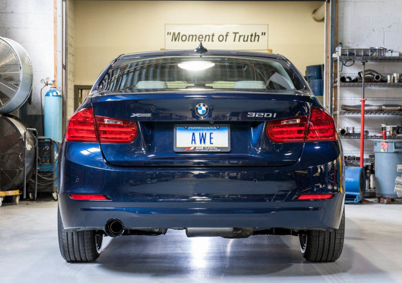 AWE Tuning 3015-23038 13-18 BMW 320i (F30) Touring Edition Exhaust w/ Performance Mid Pipe - Diamond Blk Tips