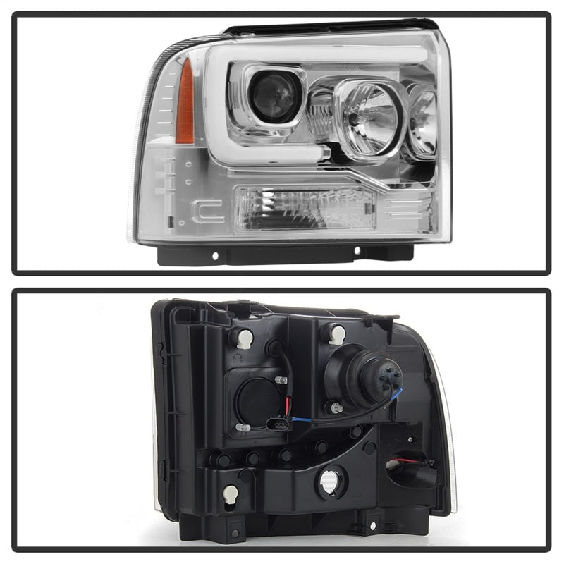 SPYDER 5084682 Spyder 05-07 Ford F250/350/450 SD Ver 2 Proj Headlights - Light Bar DRL - Black PRO-YD-FS05V2-LB-C
