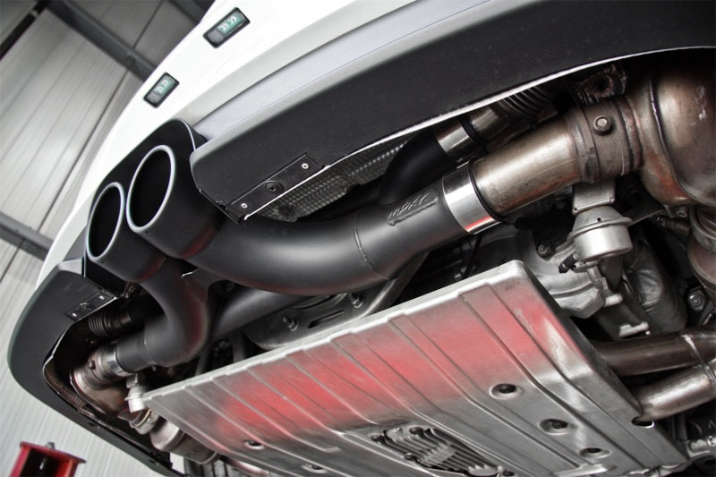 MBRP S7607BLK 14-19 Porsche GT3/GT3RS 3in Center Muffler Bypass 4in Tips - Black Coated