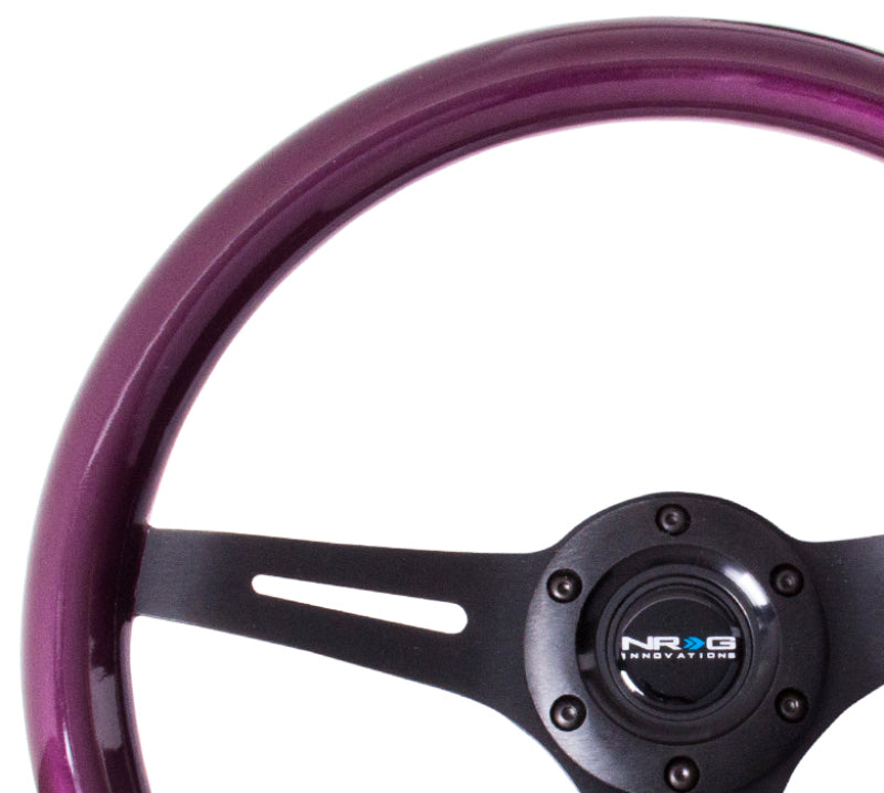 NRG ST-015BK-PP Classic Wood Grain Steering Wheel (350mm) Purple Pearl/Flake Paint w/Black 3-Spoke Center