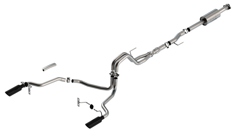 Borla 140867BC F-150 2021 5.0L 4dr CC SB EC STB Lariat/KR/Platinm/LTD 3/2.25 SRE Cat-Back ATAK Black CHR Tips