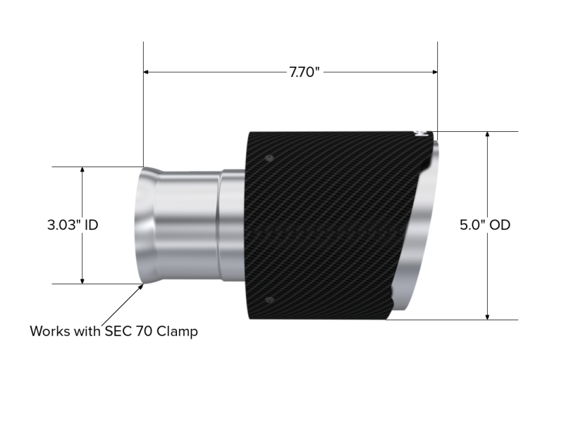 MBRP T5197CF 15-23 Dodge Charger 5.7L/6.2L/6.4L T304 3in ID / 5in OD Out / 8in Length Angle Cut Carbon Tip