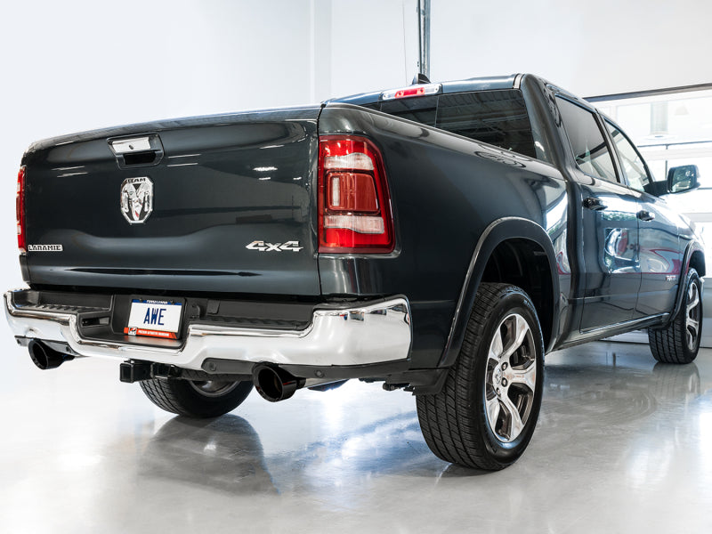 AWE Tuning 3015-33006 19-21 RAM 1500 5.7L (w/Cutouts) 0FG Dual Rear Exit Cat-Back Exhaust - Diamond Black Tips