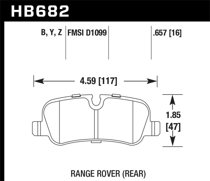 Hawk Performance HB682Z.657 Hawk 05-09 Range Rover LR3 D1099 Performance Ceramic Street Rear Brake Pads