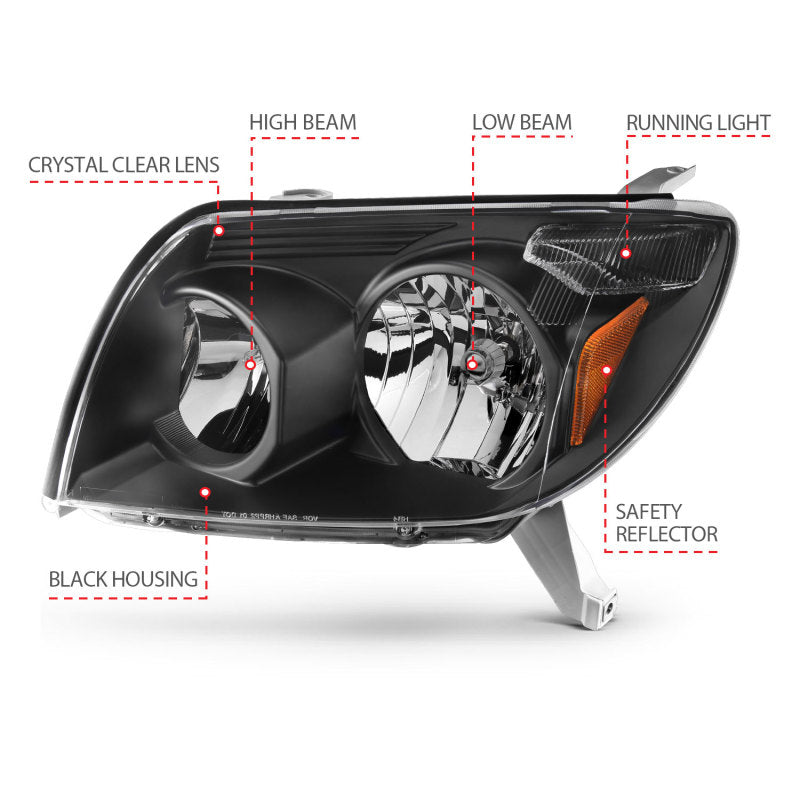 ANZO 111394 2003-2005 Toyota 4Runner Crystal Headlights Black