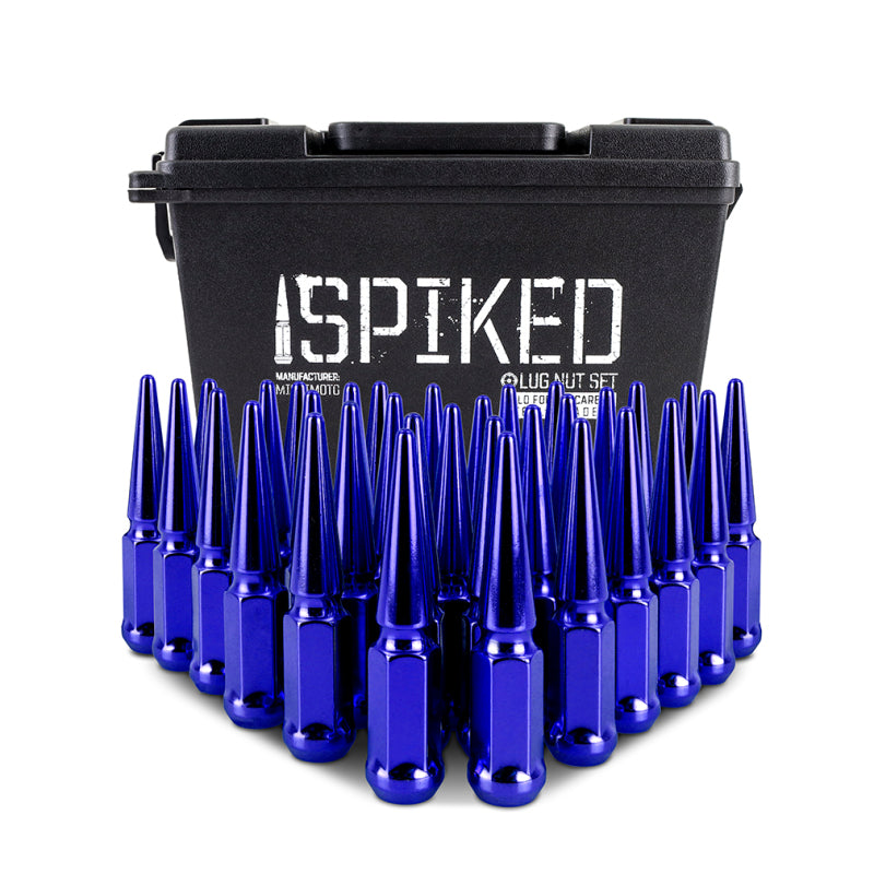 Mishimoto MMLG-SP1415-32BL Steel Spiked Lug Nuts M14 x 1.5 32pc Set Blue