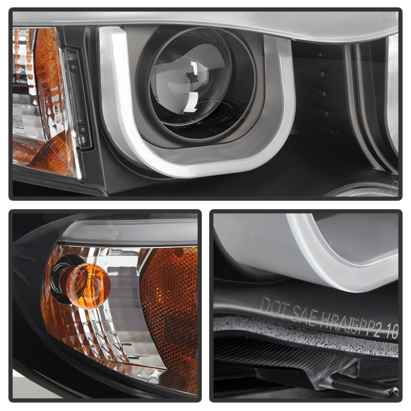 SPYDER 5031877 Spyder BMW E46 3-Series 02-05 4DR Projector Headlights 1PC 3D Halo Blk PRO-YD-BMWE4602-4D-3DDRL-BK
