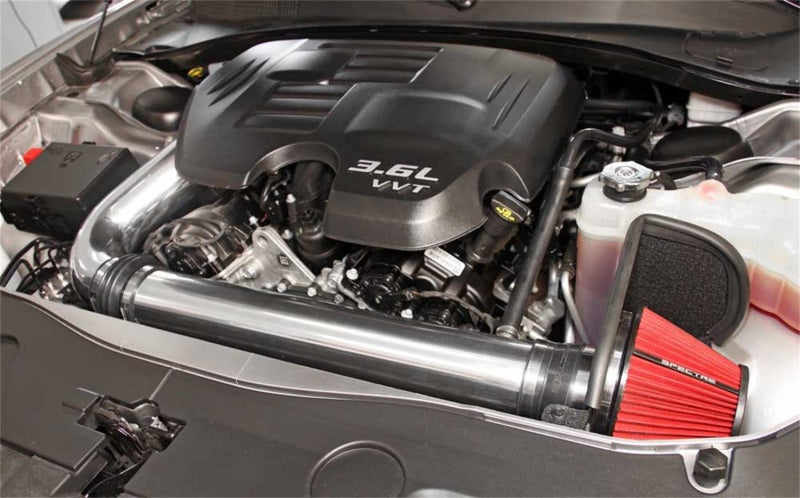Spectre 9028 11-17 Challenger/Charger 3.6L Air Intake Kit - Polished w/Red Filter