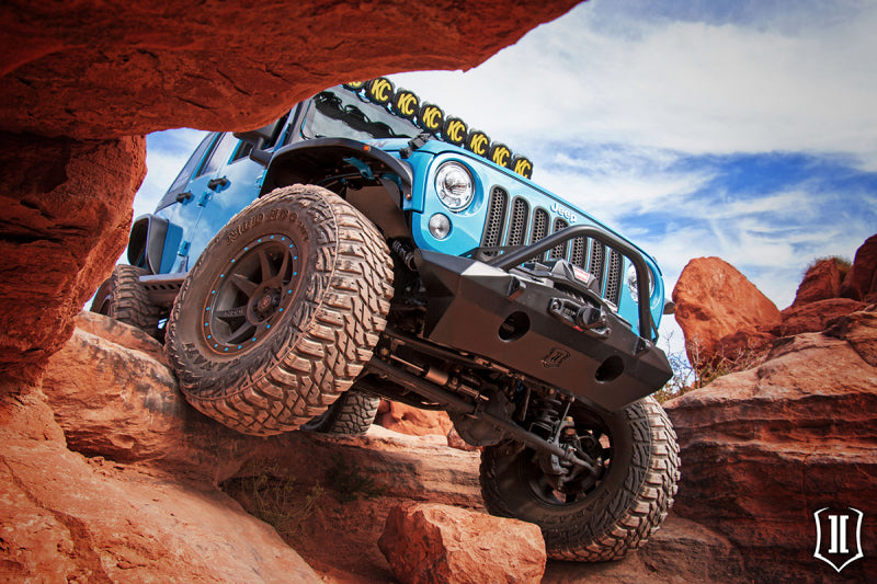ICON 25215 07-18 Jeep Wrangler JK Pro Series Front Bumper Rec Winch Mount w/Bar/Tabs