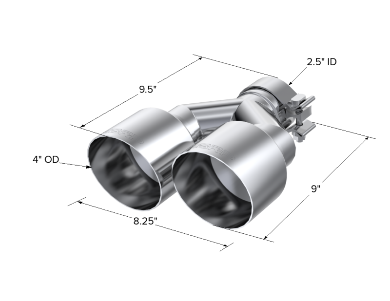 MBRP T5177 Universal T304 SS Dual Tip 4in OD/2.5in Inlet