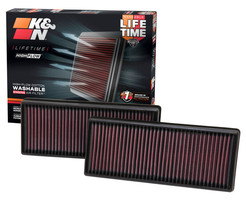 K&N Engineering 33-2474 K&N Replacement Air Filter 12.563in O/S Length x 5.25in O/S Width x 1.625in H (Inc 2 Filters)