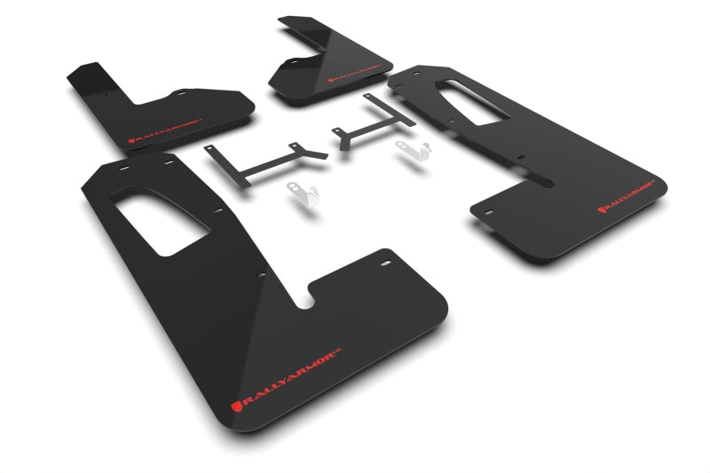 Rally Armor MF108-UR-BLK-RD 22-25 Rivian R1S Black UR Mud Flap w/Red Logo