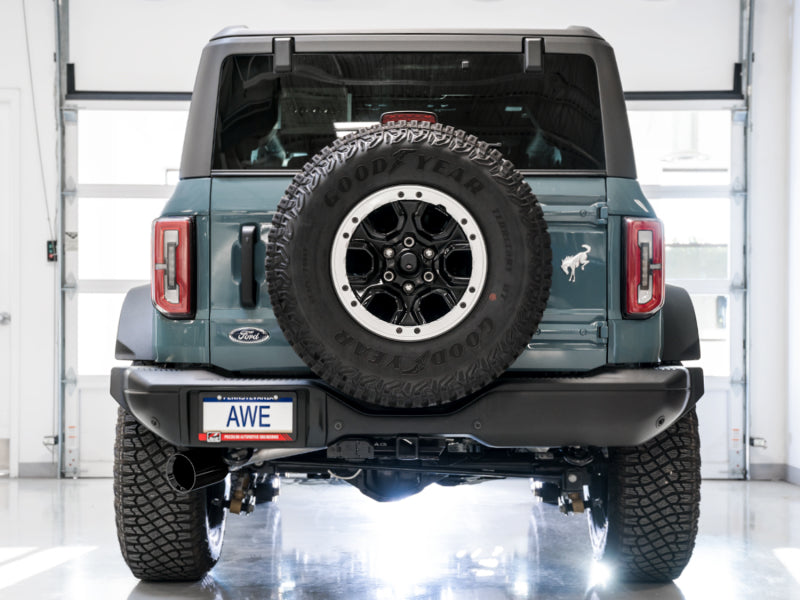 AWE Tuning 3015-23789 2021+ Ford Bronco 0FG Single Rear Exit Exhaust w/Diamond Black Tip & Bash Guard