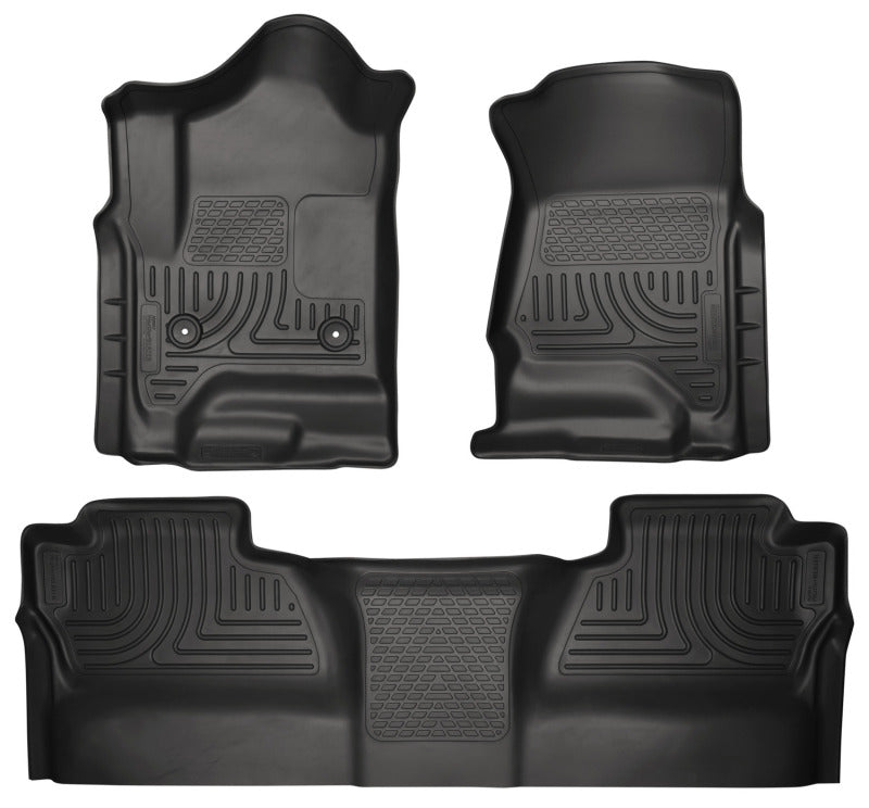 Husky Liners 98231 14 Chevrolet Silverado/GMC Sierra WeatherBeater Black Front & 2nd Seat Floor Liners
