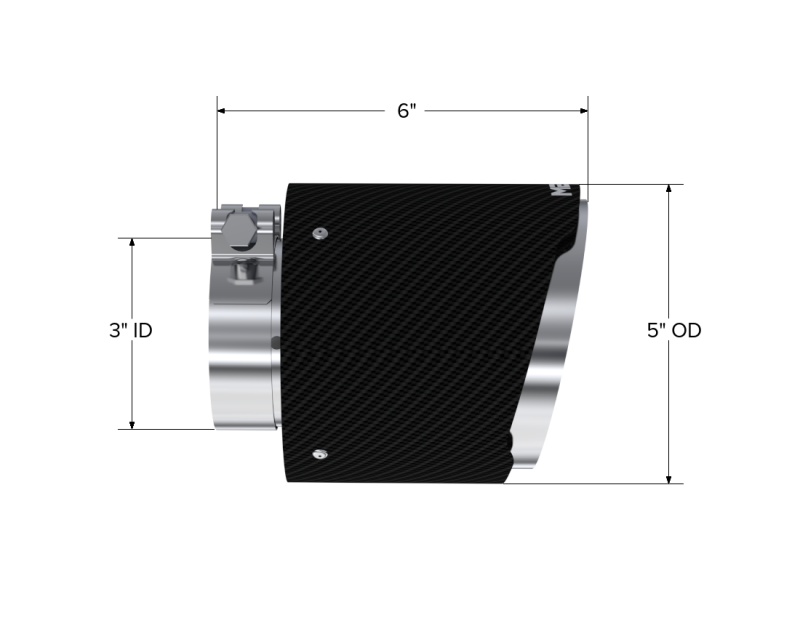 MBRP T5184CF Universal Carbon Fiber Tip, 3in. ID./5in. OD./ 6.13in L. Angle Cut Dual Wall