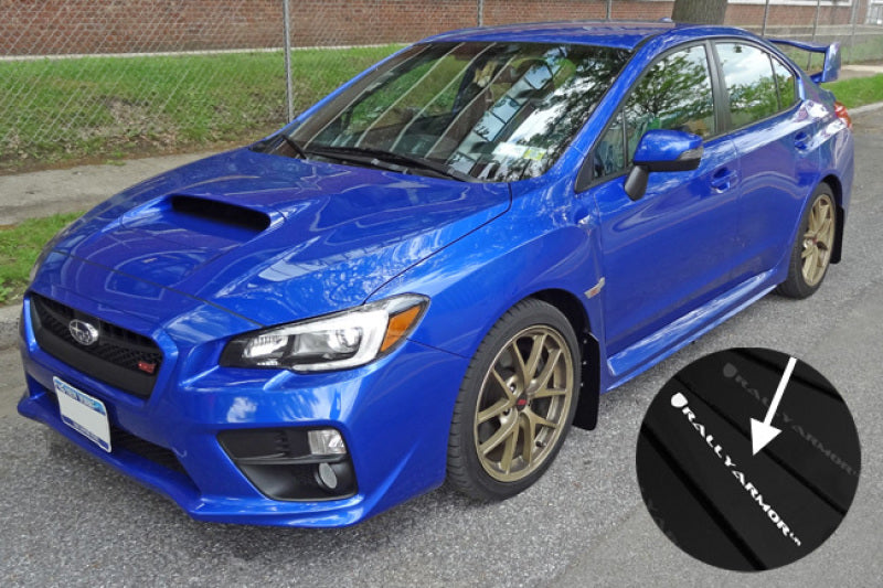 Rally Armor MF32-UR-BLK/WH 15-21 Subaru WRX/STI (Sedan ONLY) Black UR Mud Flap w/ White Logo