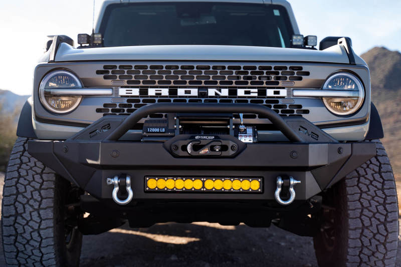 DV8 Offroad FBBR-02 2021+ Ford Bronco Modular Front Bumper Winch Capable w/ Auxiliary Light Mounts