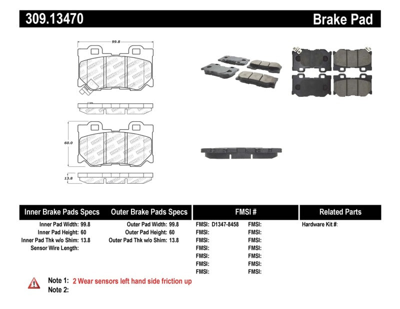 Stoptech 309.13470 StopTech Performance 08-09 Infiniti FX50/G37 Rear Brake Pads