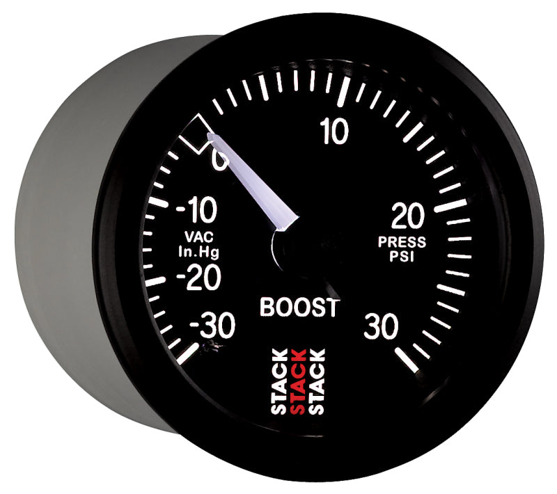 AutoMeter ST3112 Autometer 52mm Stack Instruments -30INHG to +30PSI Mechanical Boost Gauge - Black