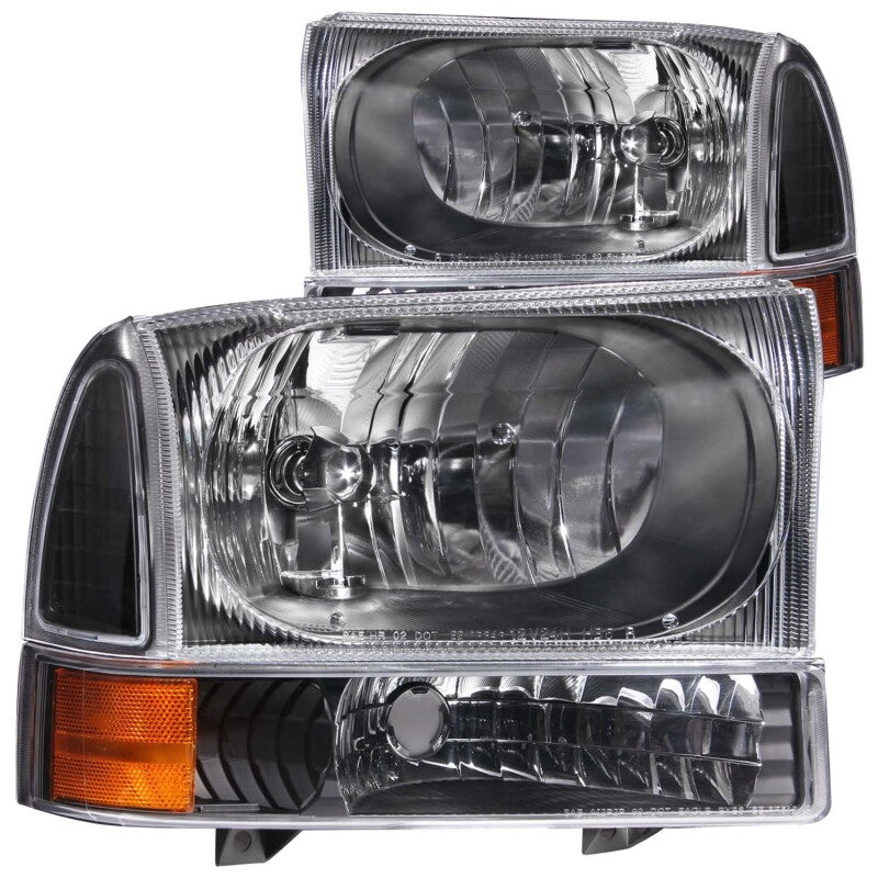 ANZO 111080 2000-2004 Ford Excursion Crystal Headlights Black