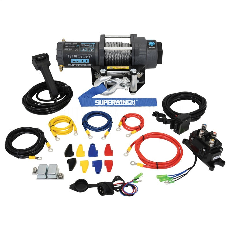 Superwinch 1125260 2500 LBS 12V DC 3/16in x 40ft Steel Rope Terra 2500 Winch - Gray Wrinkle