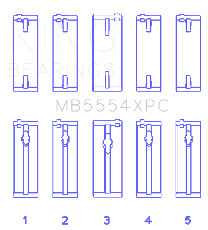 King Engine Bearings MB5554XPC Toyota 3SGTE 16V 2.0L pMaxKote Performance Main Bearing Set - Size STD