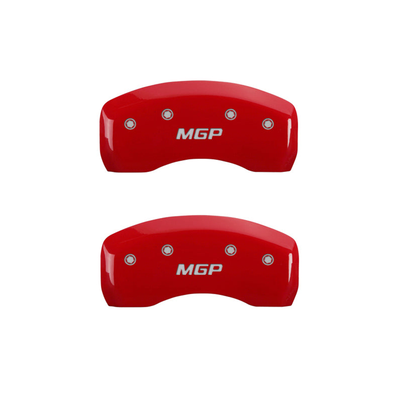 MGP 16230SMGPRD 4 Caliper Covers Engraved Front & Rear Red finish silver ch