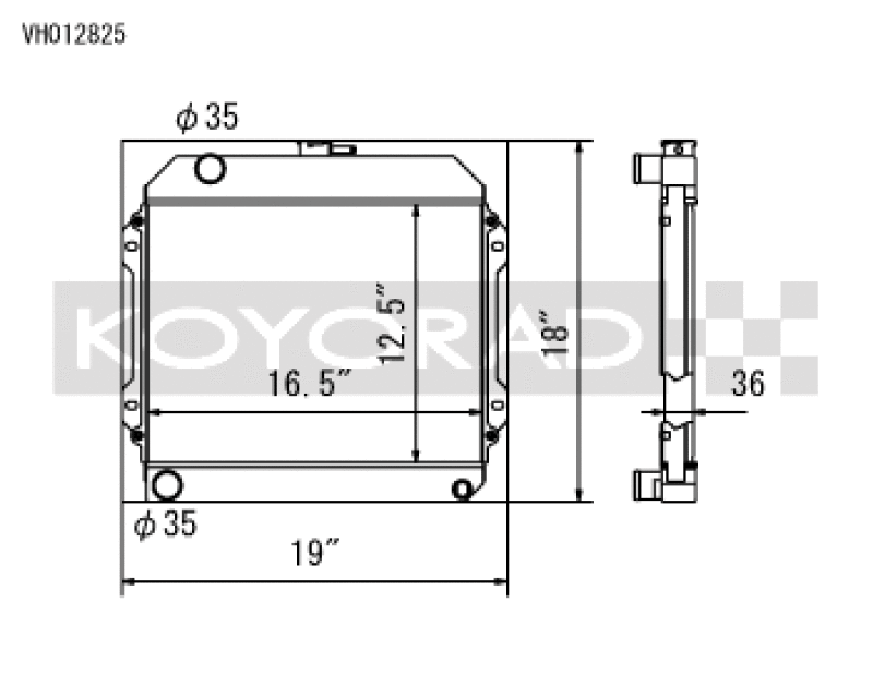 Koyo VH012825 71-74 Toyota Corolla 1.6L TE27/TE28/TS21 Manual Radiator