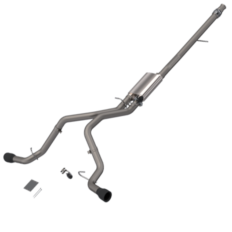 QTP 410015B 2014-2018 Silverado/Sierra Screamer Split Rear Exit Cat Back Black Tips