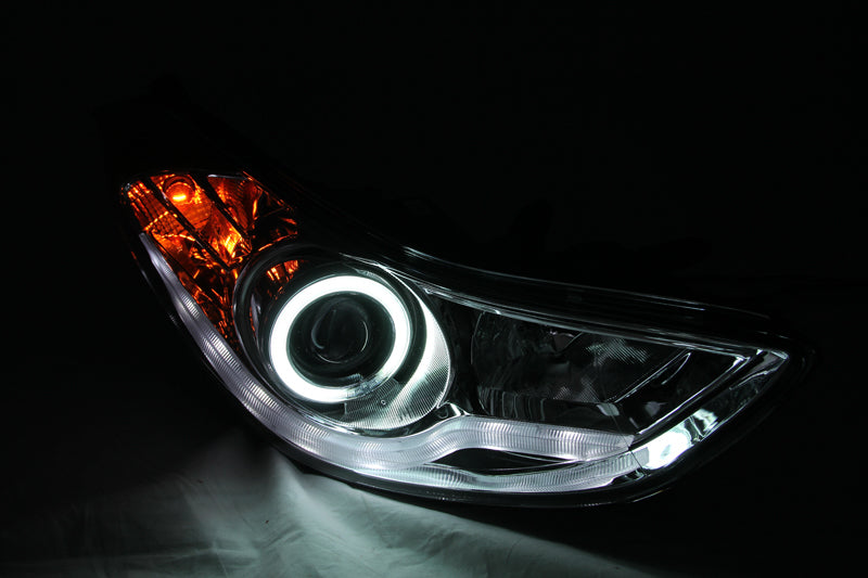 ANZO 121455 2011-2014 Hyundai Elantra Projector Headlights w/ Halo Chrome (CCFL)