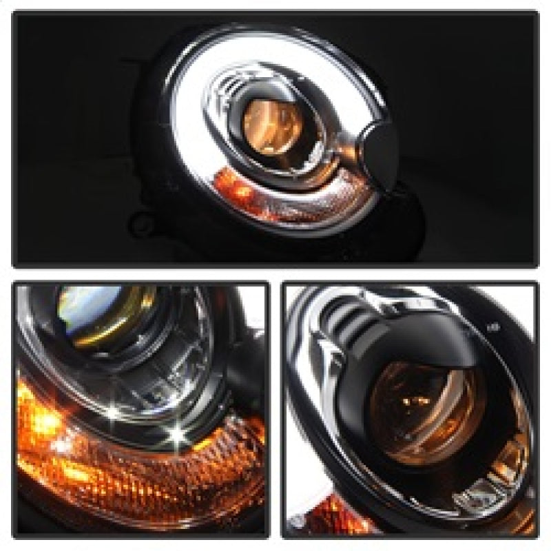 SPYDER 5080608 Spyder Mini Cooper 2007-2012 Projector Headlights Halogen Model Only - DRL Black PRO-YD-MC07-DRL-BK