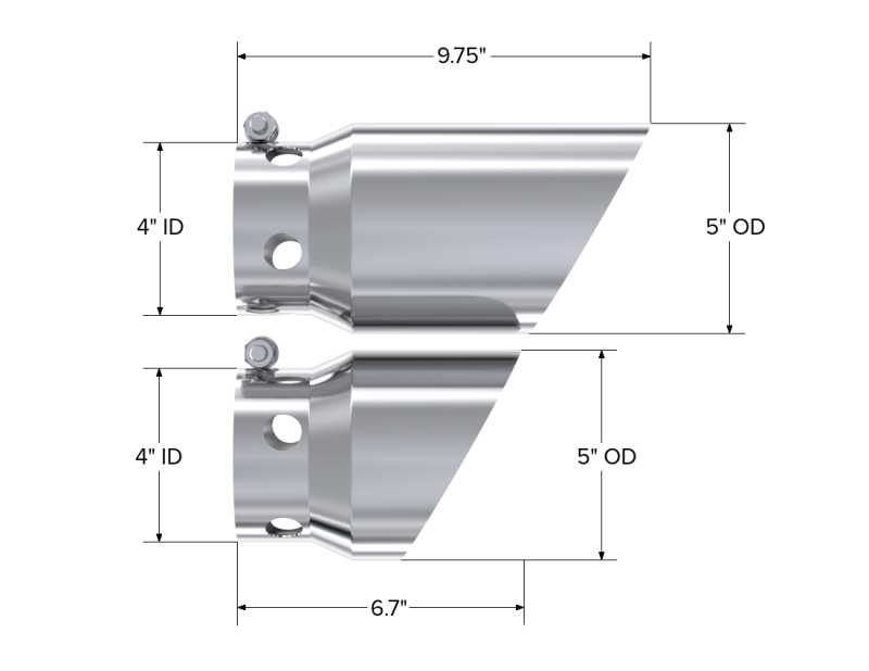 MBRP T5111 2008 Ford F250/350/450 6.4 L 4 inlet 5 Tip Cover Set - 6 and 9 in length