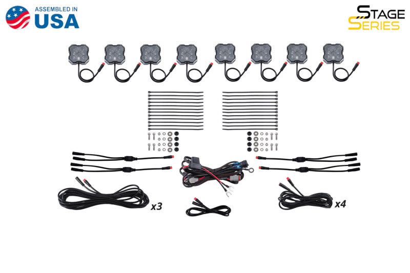 Diode Dynamics DD7744C Stage Series RGBW LED Rock Light Kit (8-pack)