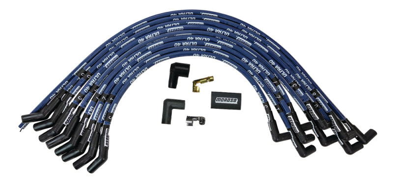 Moroso 73628 Ford 429-460 Ignition Wire Set - Ultra 40 - Sleeved - HEI - 135 Degree - Blue
