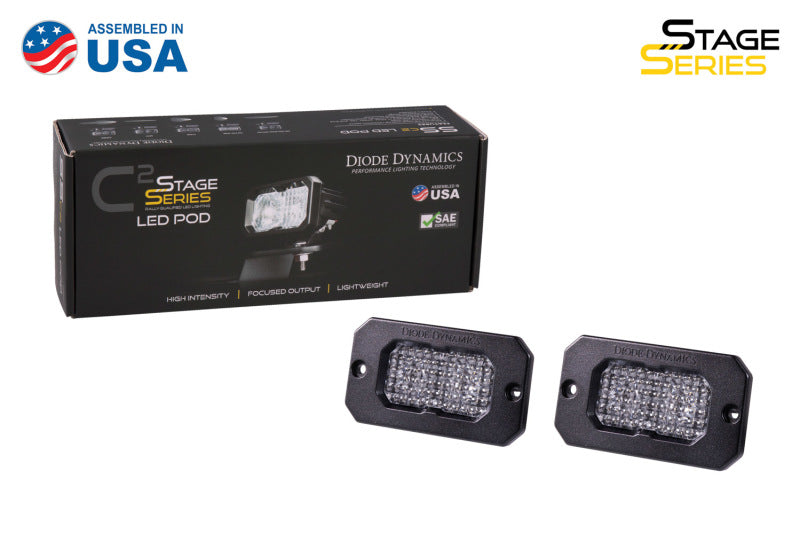 Diode Dynamics DD6428P Stage Series 2 In LED Pod Sport - White Flood Flush RBL (Pair)