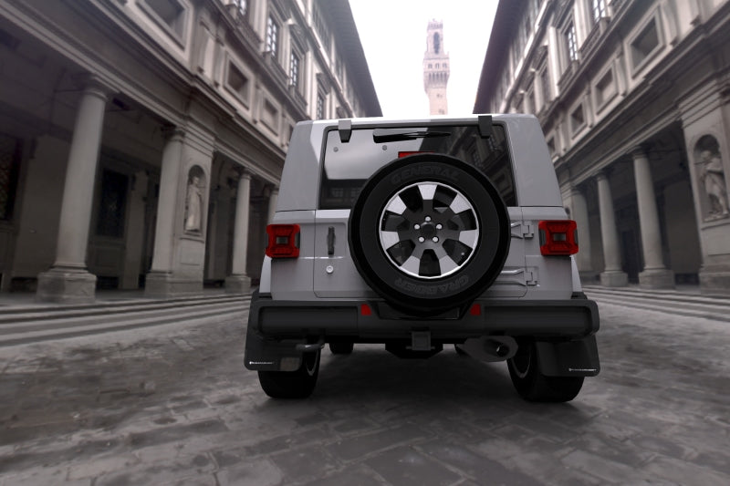 Rally Armor MF54-UR-BLK/WH 18-25 Jeep JL Wrangler Black UR Mud Flap w/White Logo