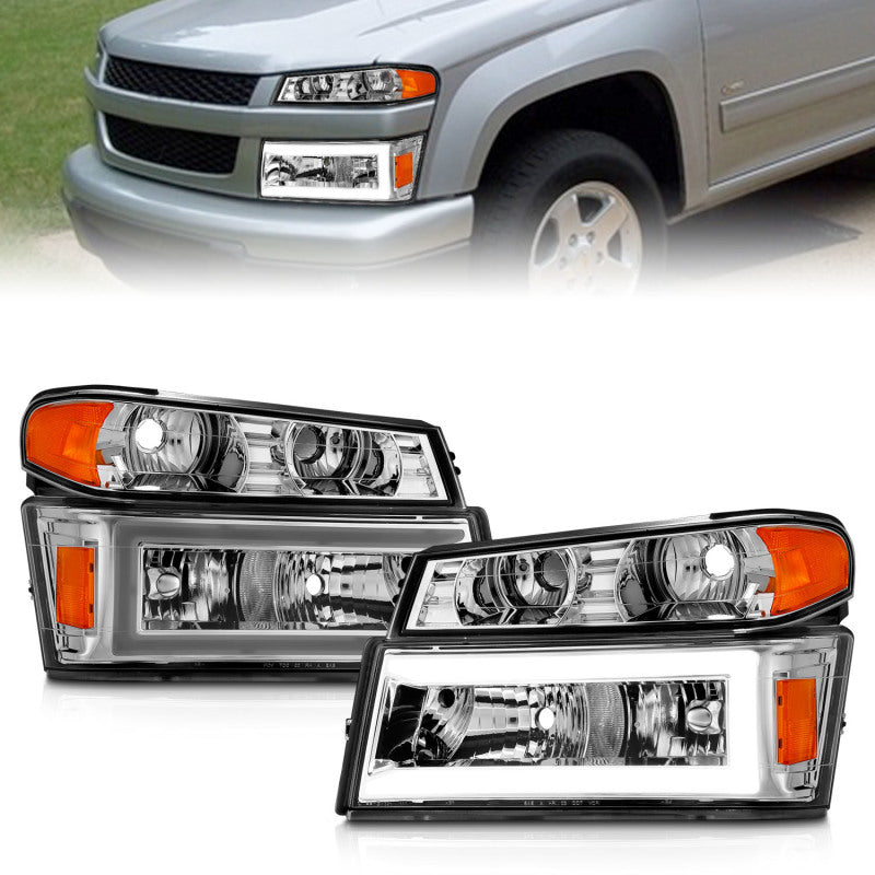 ANZO 111559 04-12 GM Colorado/Canyon/I-Series Crystal Headlights - w/ Light Bar Chrome Housing 4pcs