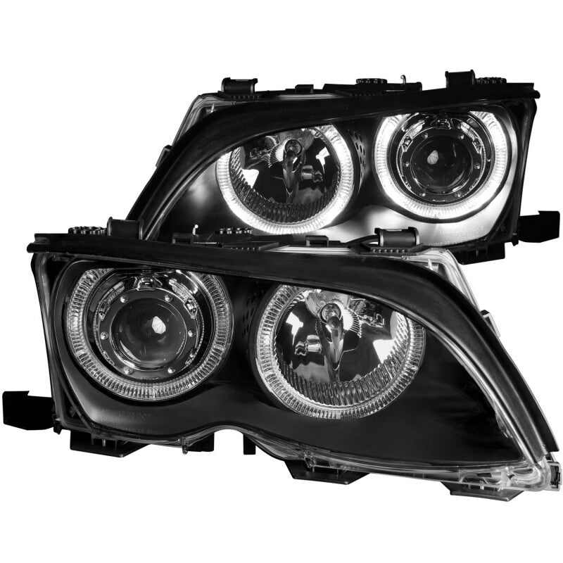 ANZO 121140 2002-2005 BMW 3 Series E46 Projector Headlights w/ Halo Black