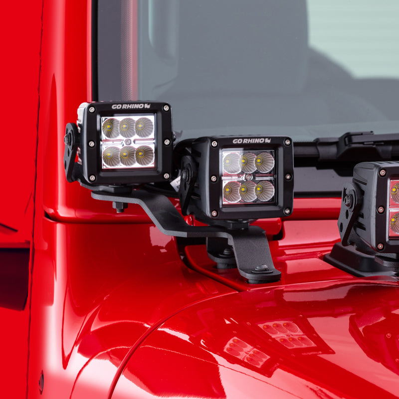 Go Rhino 730231T 18-20 Jeep Wrangler JL/JLU/Gladiator JT Light Mount - Two 3in Cubes Offset