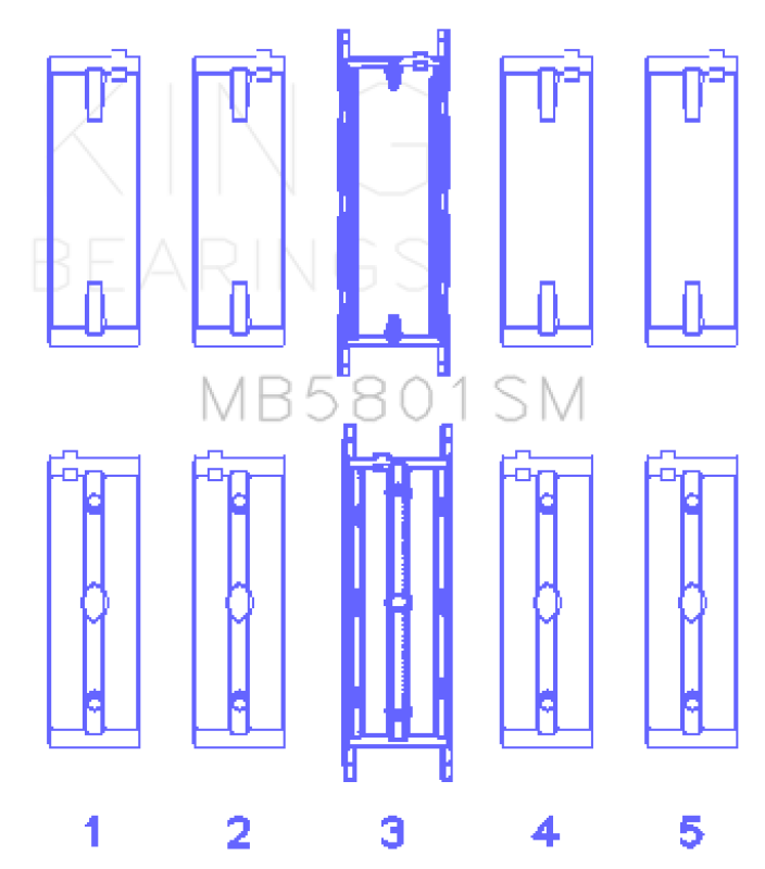 King Engine Bearings MB5801SM0.25 BMW N63/S63 Crankshaft Main Bearing Set - Size +0.25mm