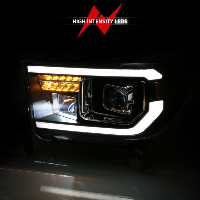 ANZO 111447 2007-2014 Toyota Tundra Projector Light Bar H.L Black Amber(Led High Beam) (Halogen Version)