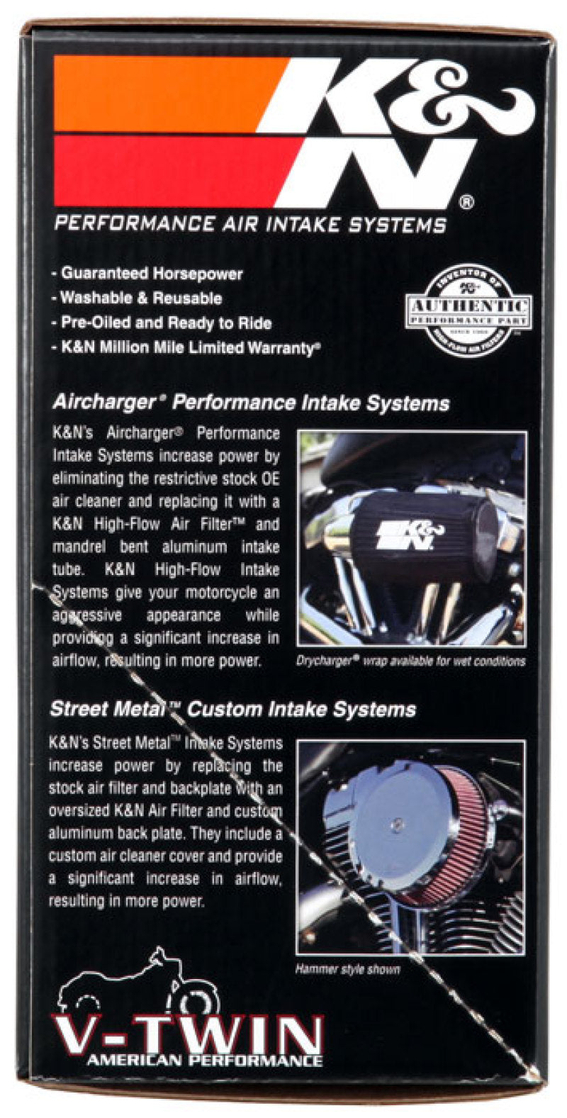 K&N Engineering 63-1125P K&N 01-11 Harley Davidson FX / FL AirCharger Performance Intake Kit