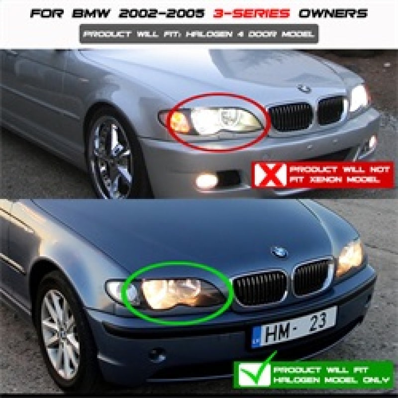 SPYDER 5042415 Spyder BMW E46 3-Series 02-05 4DR Projector Headlights 1PC LED Halo Blk PRO-YD-BMWE4602-4D-AM-BK
