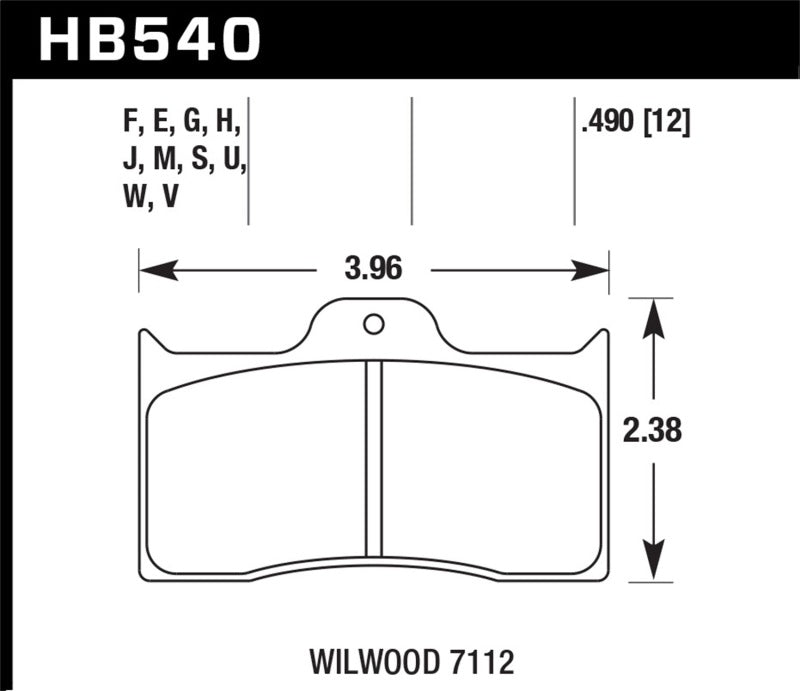 Hawk Performance HB540U.490 Hawk Wilwood 7112 Caliper DTC-70 Brake Pads